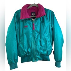 VINTAGE GREEN & PINK 80s Columbia Puffer Jacket